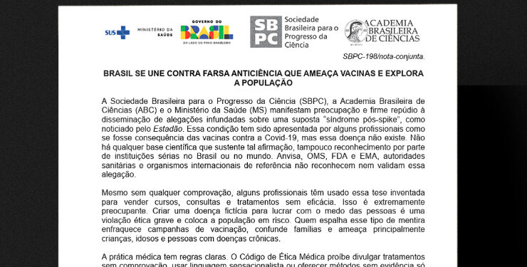 Saúde e entidades divulgam carta contra farsa anticiência que ameaça vacinas